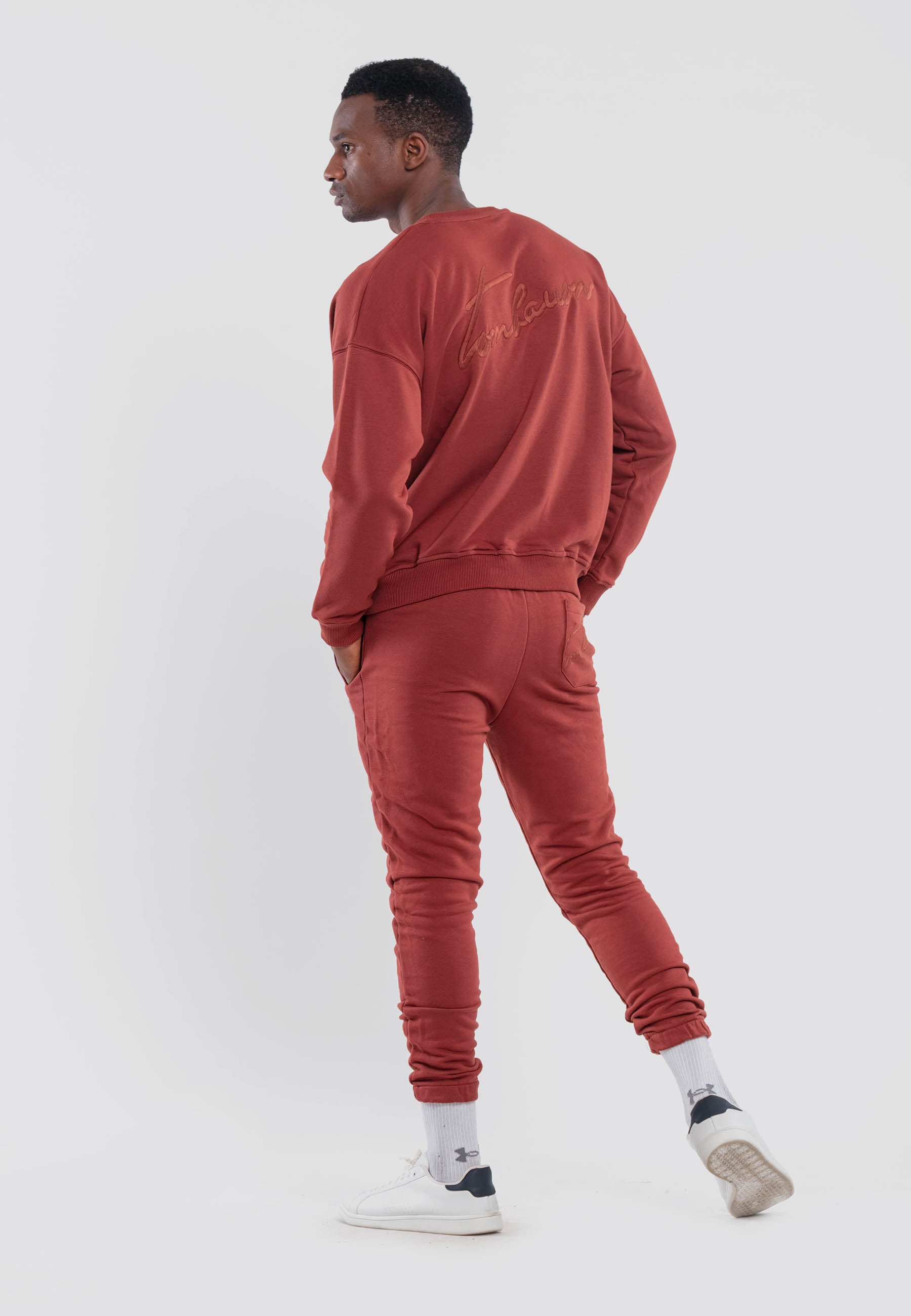 Oversize Bisiklet Yaka Eşofman Takımı - Üç İplik