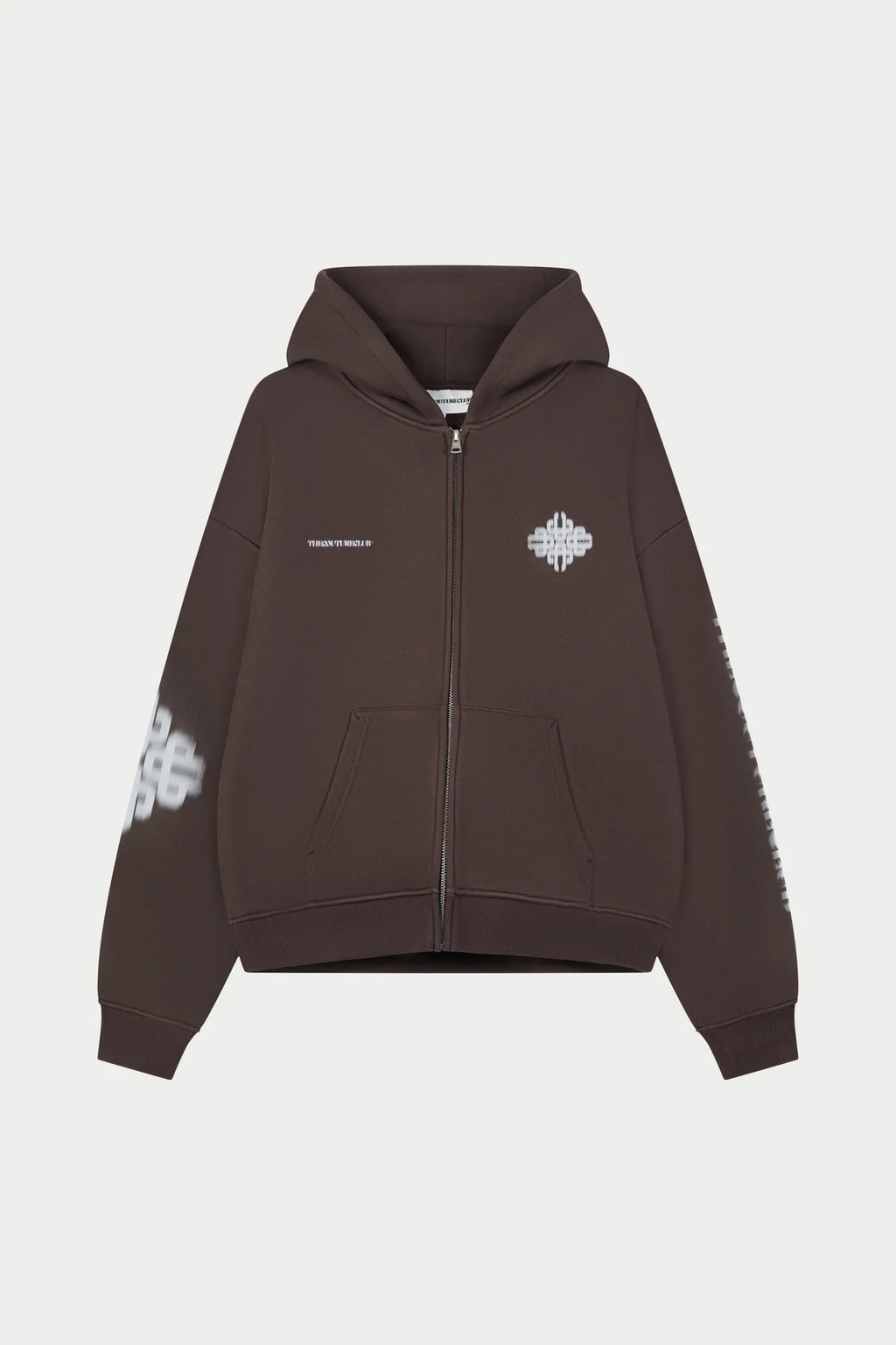 Kahverengi Fermuarlı Kapüşonlu Sweatshirt