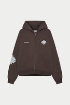 Kahverengi Fermuarlı Kapüşonlu Sweatshirt