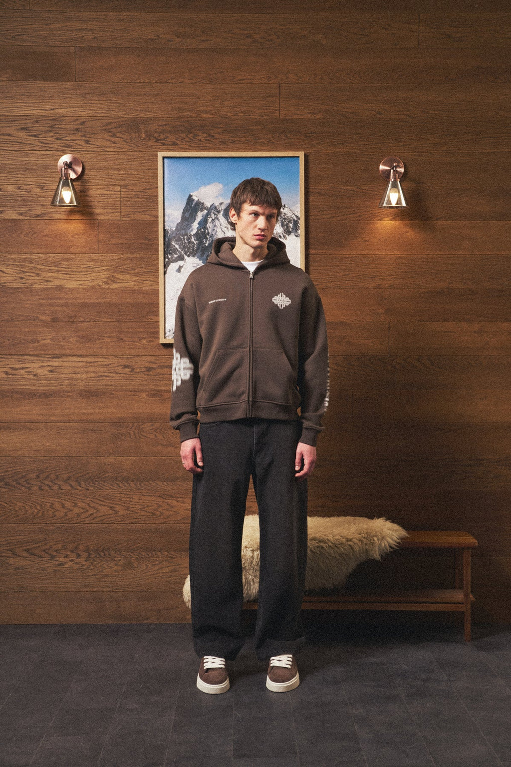 Kahverengi Fermuarlı Kapüşonlu Sweatshirt